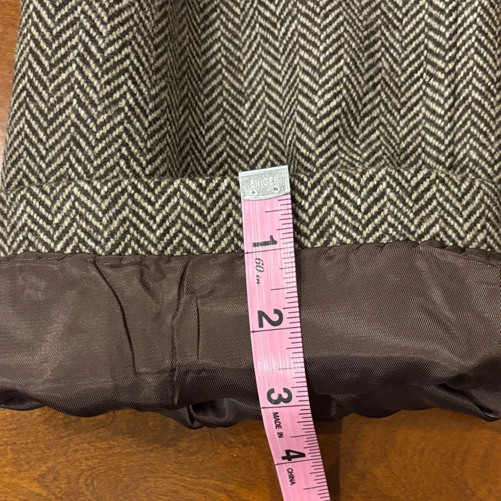 J. Crew Vintage Men's Wool Brown Herringbone Pea‎ Coat. Made in Italy